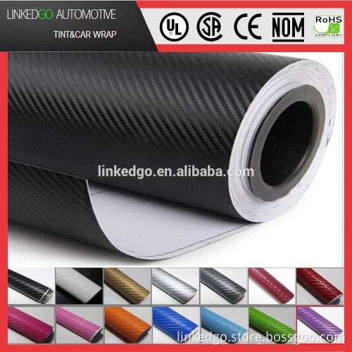 1.52*30M Sheet Roll Film Sticker Decal Sales 3D Black Carbon Fiber Car Wrapping Vinyl
